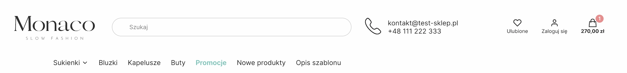 NP kontakt w nagłówku